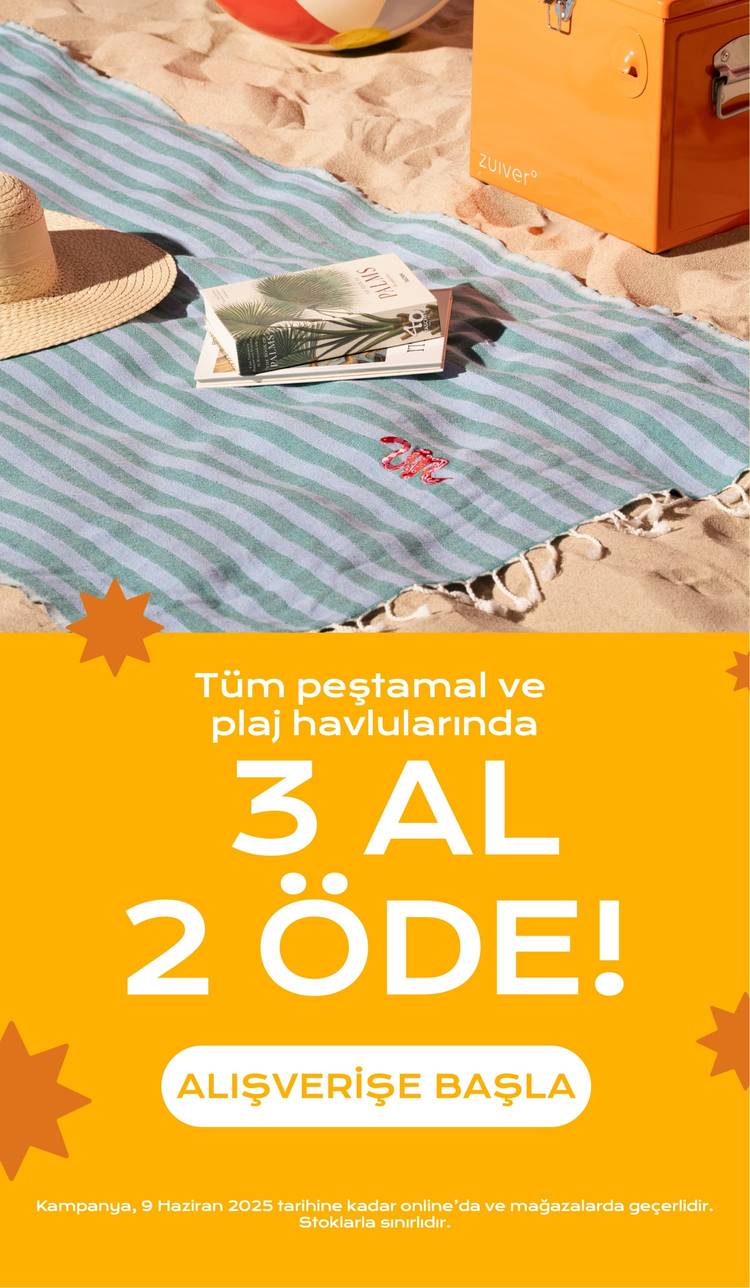 Tüm Peştamal ve Plaj Havlularında 3 Al 2 Öde!