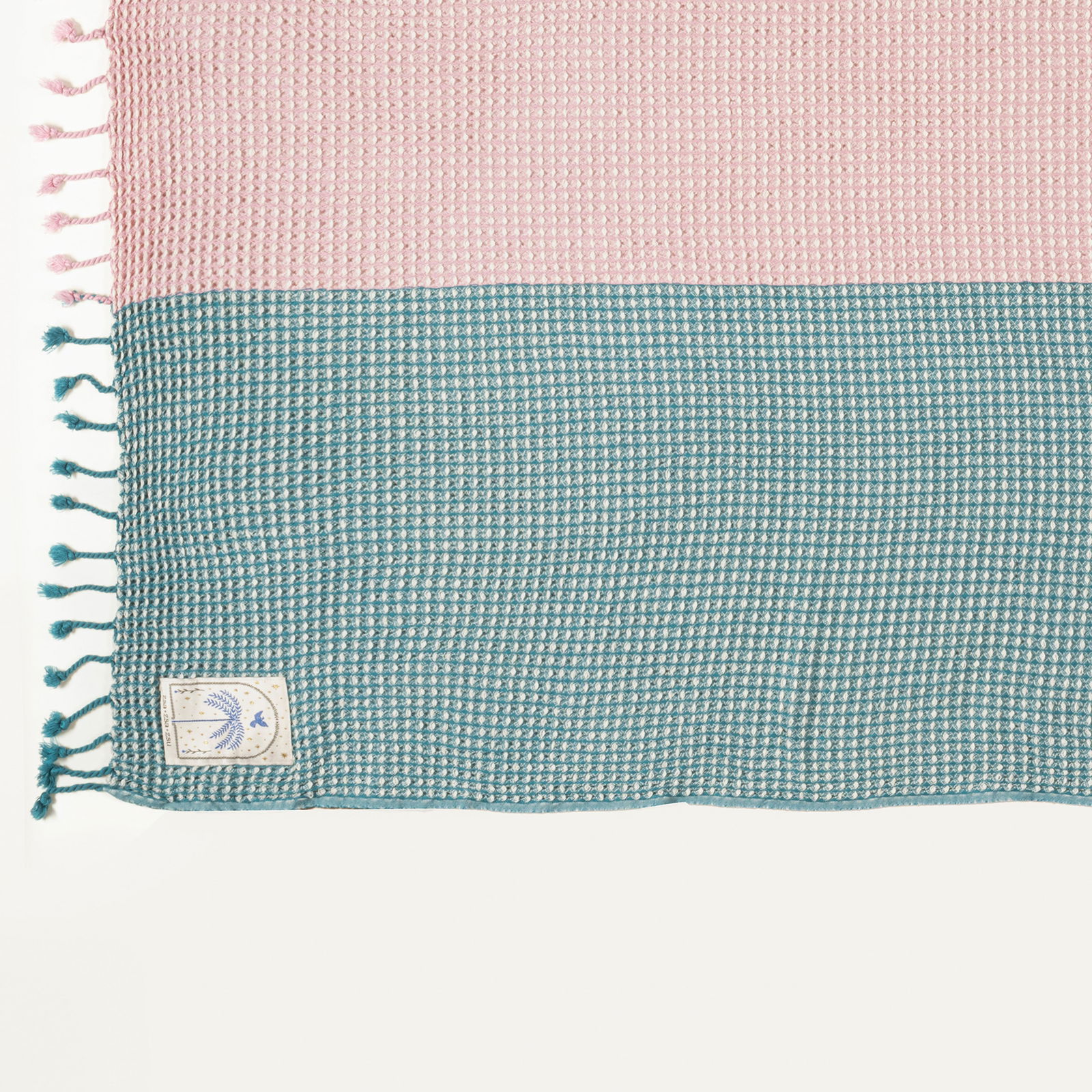 Baklan Waffle Pamuk Pamuklu Peştamal 90x170 Cm Pembe-yeşil