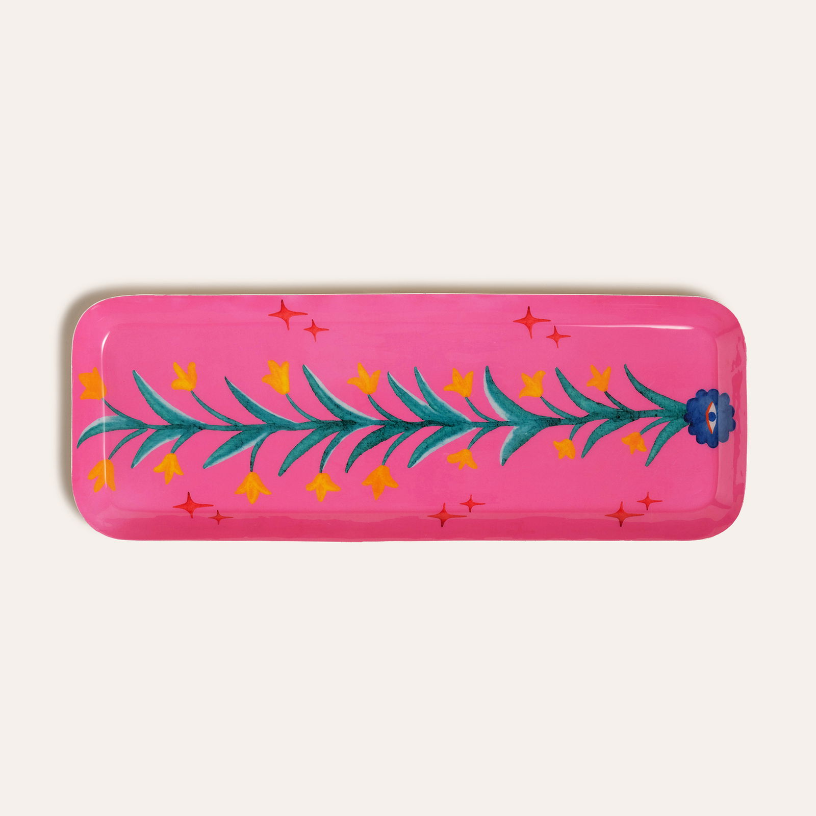Nanpur Metal Dekoratif Tepsi 42x15x2 Cm Pembe