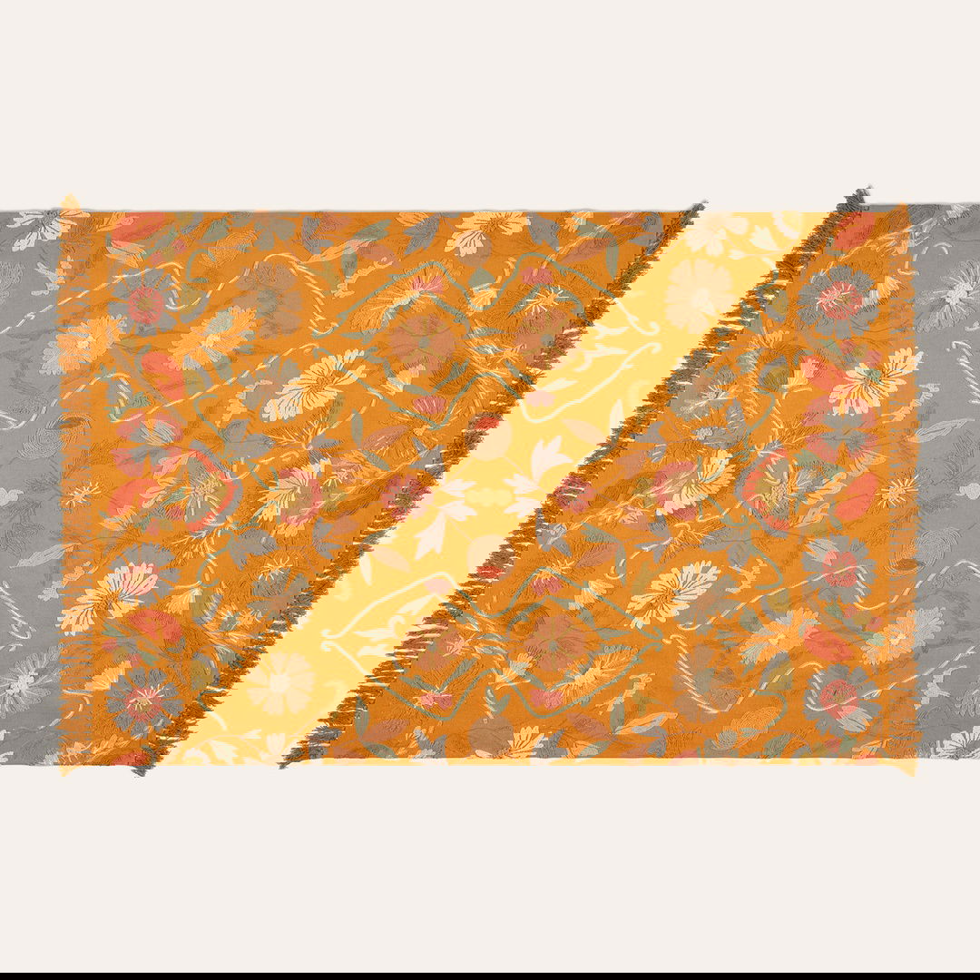 Palrı Nakışlı Pamuk Pamuk Kilim 80x150 Cm Sarı