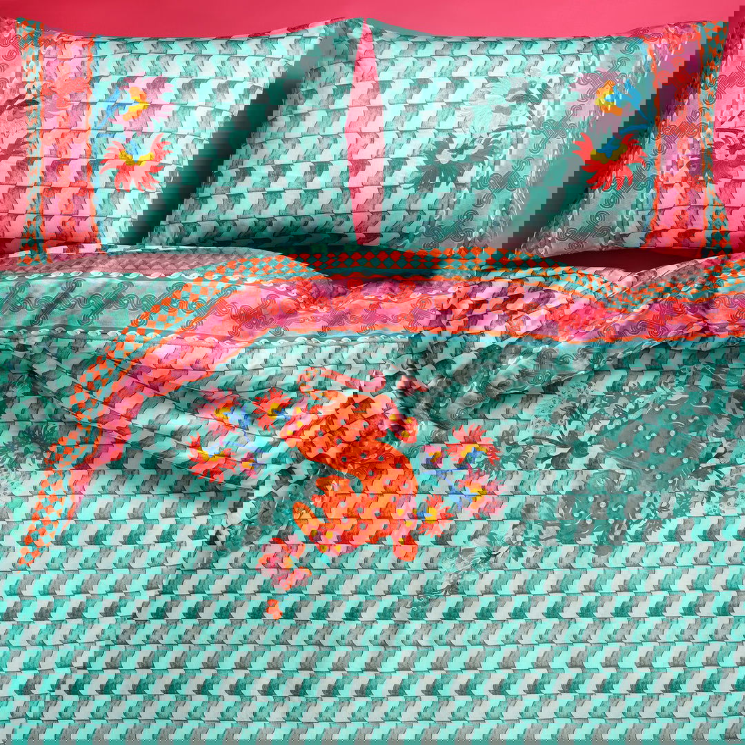 Lahor 300 Tc E.kıng Sıze Pamuk Saten Nevresim Seti 260x220 Cm Yeşil