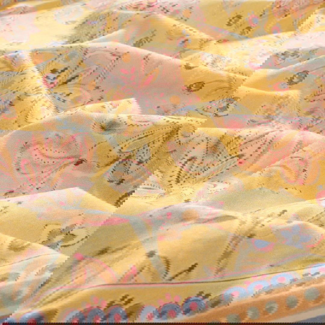 Lahor 200 Tc Çift Kişilik Pamuk Percale Nevresim Takımı 200x220 Cm Sarı