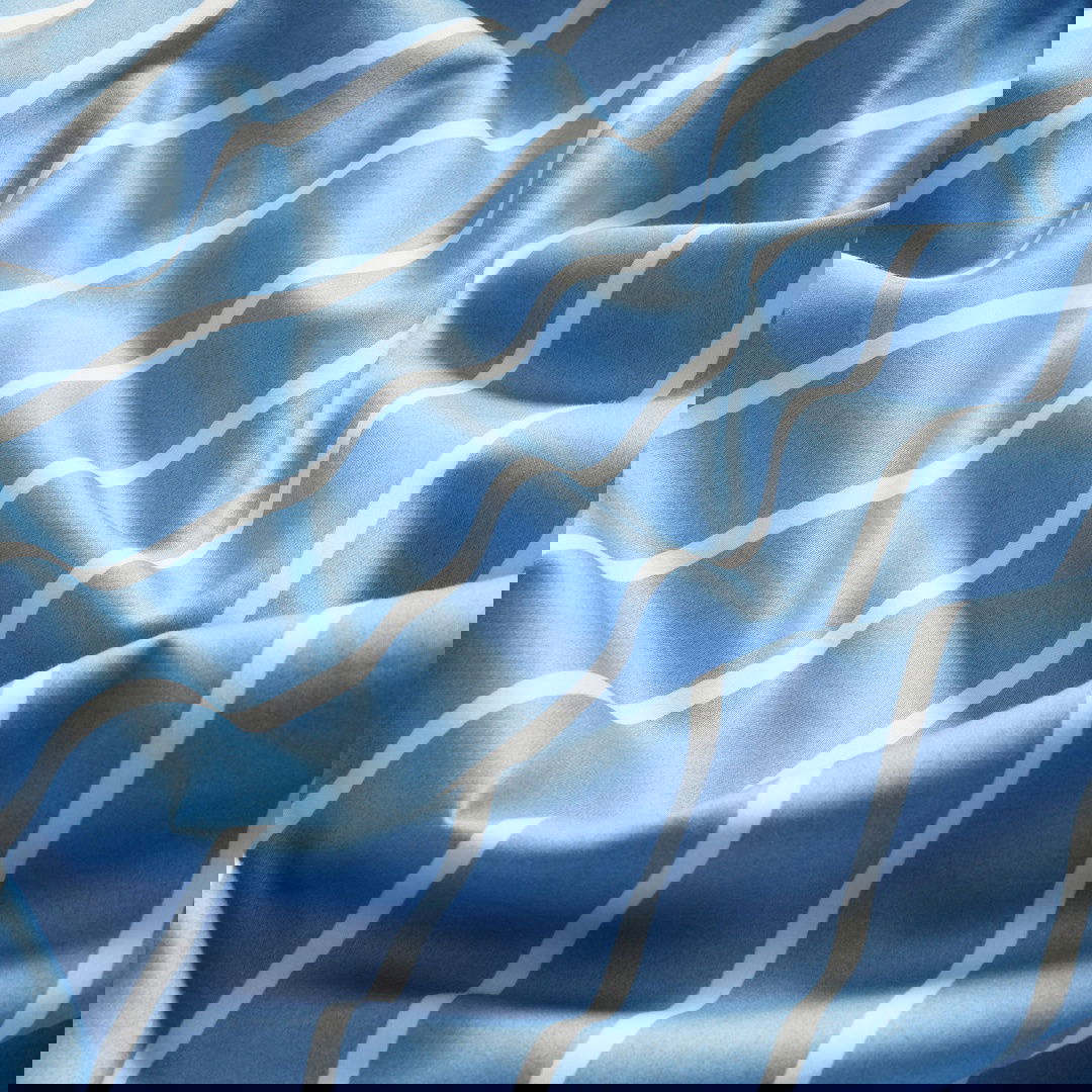 Lahor 300 Tc Geniş Çizgili Kıng Sıze Pamuk Saten Nevresim Seti 240x220 Cm Mavi