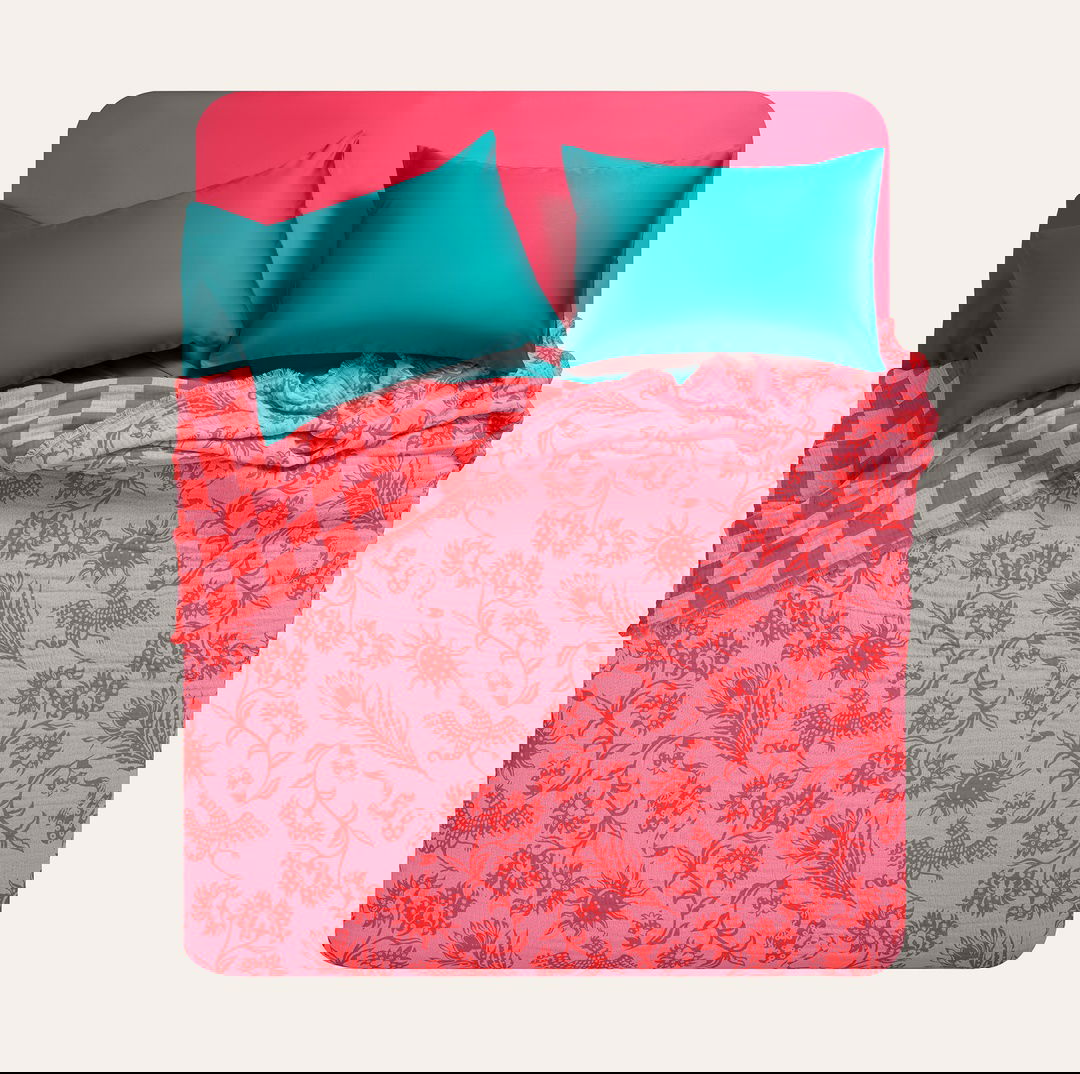 Costa Saçaklı Jakarlı Kıng Sıze Pamuk Yatak Örtüsü 260x240 Cm Pembe