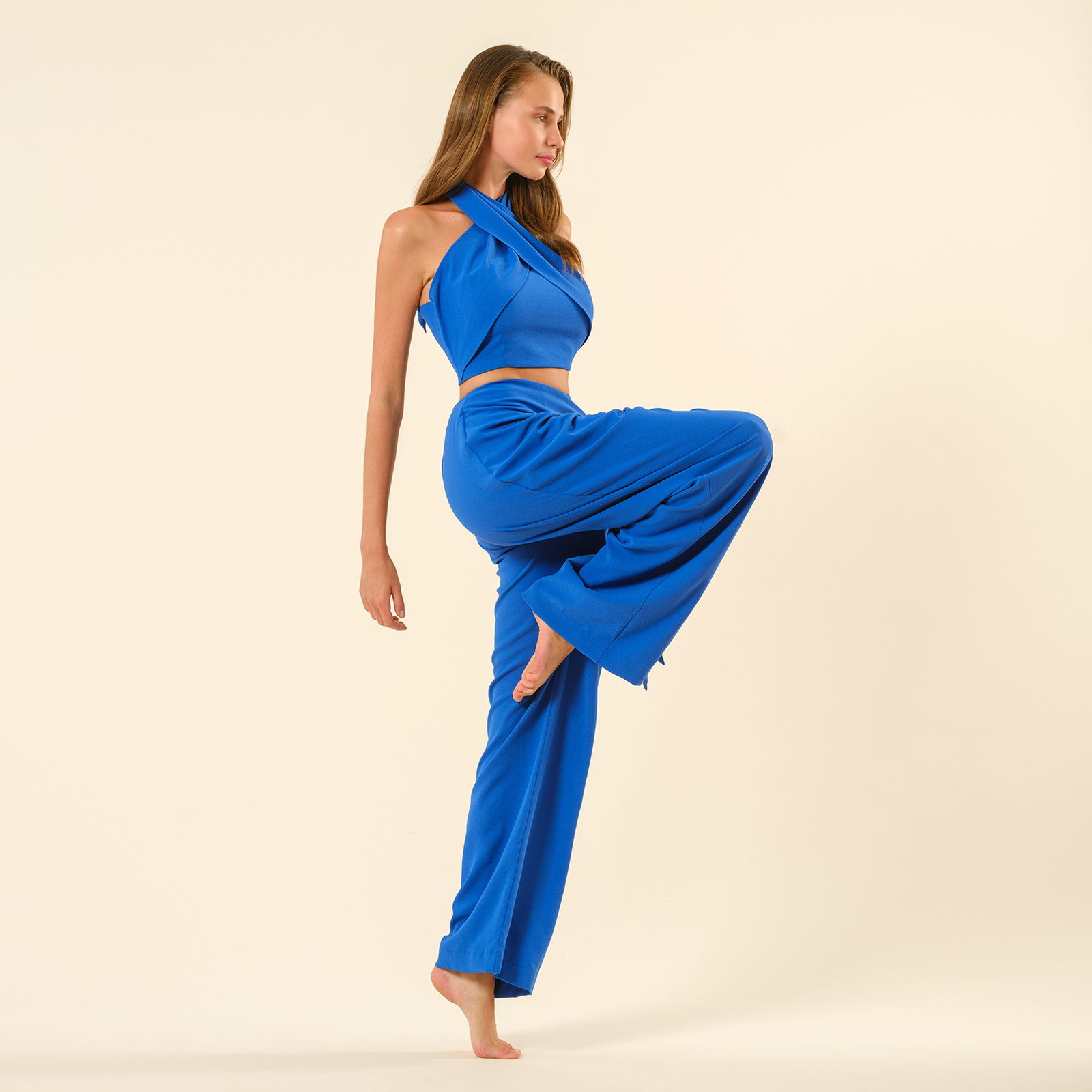 Protı Bağlamalı Polyester Pantolon - Lacivert