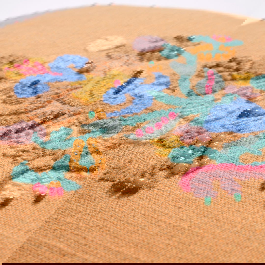 Ghunı Püsküllü Nakışlı Pamuk Dolgulu Kırlent 50x50 Cm Turuncu