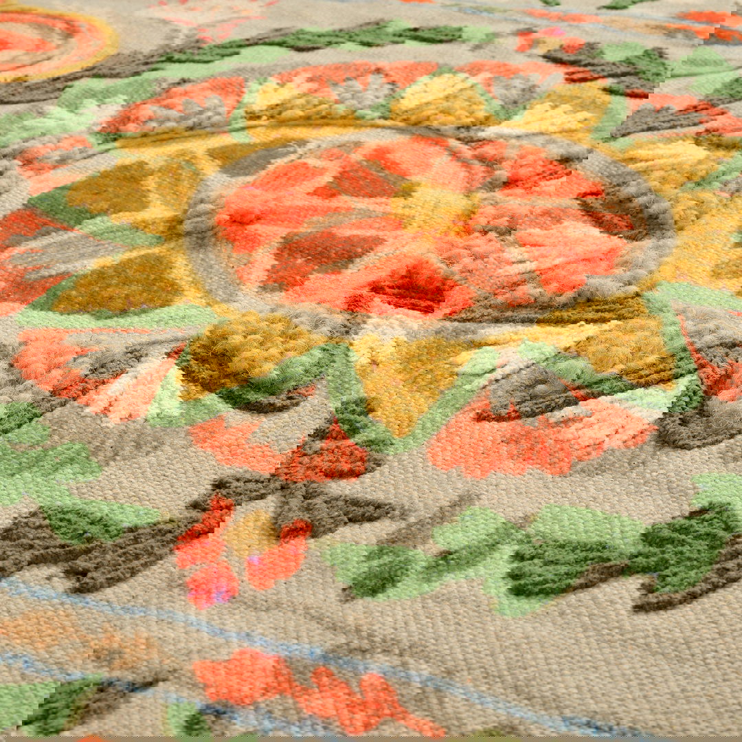 Palrı Baskı Nakışlı Pamuk Pamuk Kilim 80x150 Cm Renkli